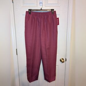 BonWorth Pants Women's Petite Large Elastic Waist Pull On Mauve Rose Canyon NWT!